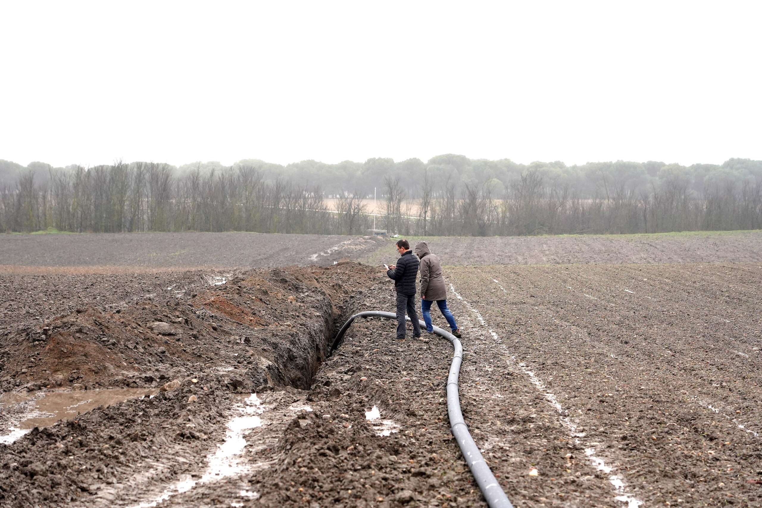 Zanja que ha destruido 250 metros del yacimiento de Pintia