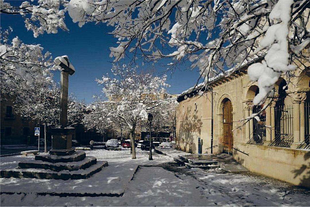 La plaza del Salvador en día de nevada. Mario.