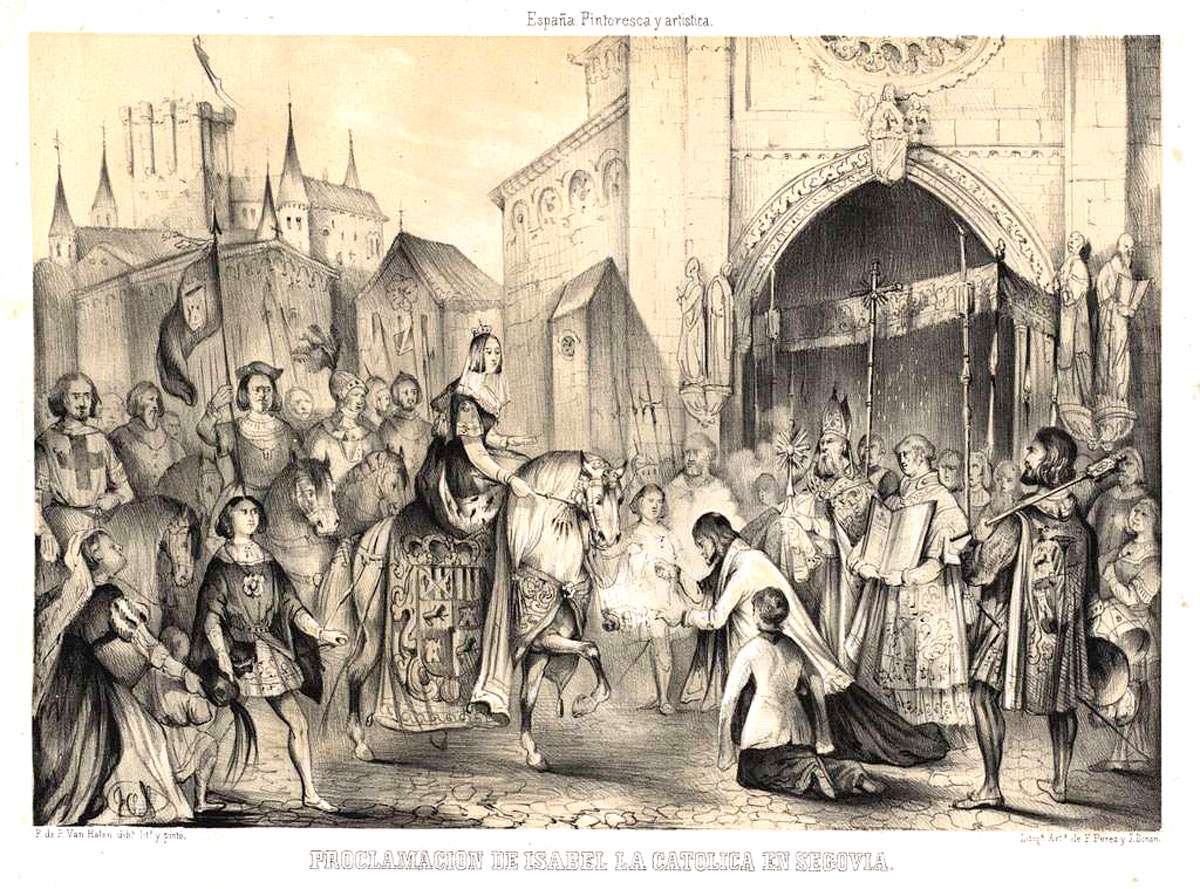 Proclamación de Isabel la Católica (litografía de Francisco de Paula van Halen)
