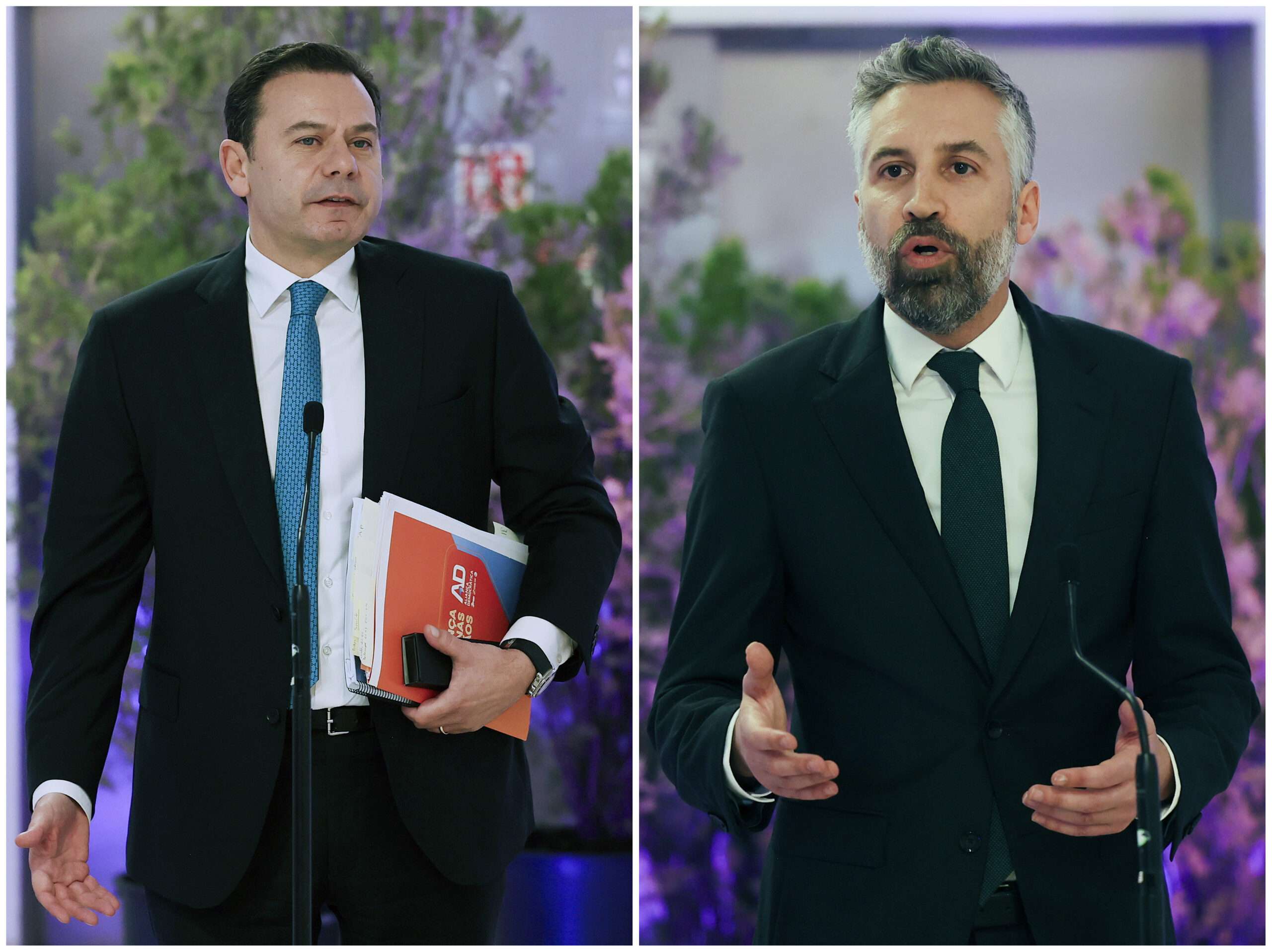 El líder del Partido Social Demócrata PSD Luís Montenegro y el líder del Partido Socialista PS Pedro Nuno Santos.