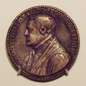 Imagen de Gonzalo Pérez del reverso de una moneda.