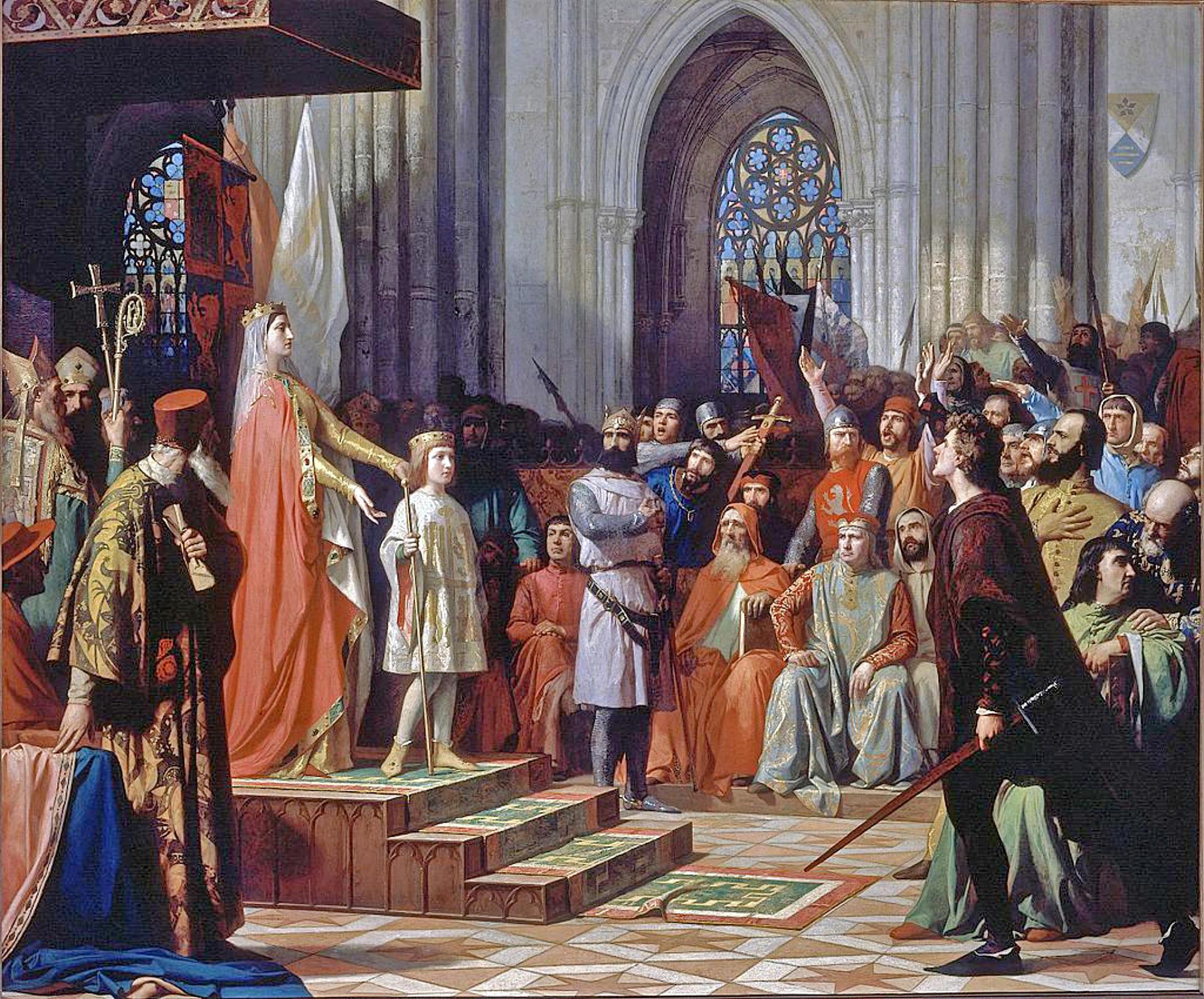 Cuadro de Gisbert sobre las cortes de Valladolid con María de Molina.