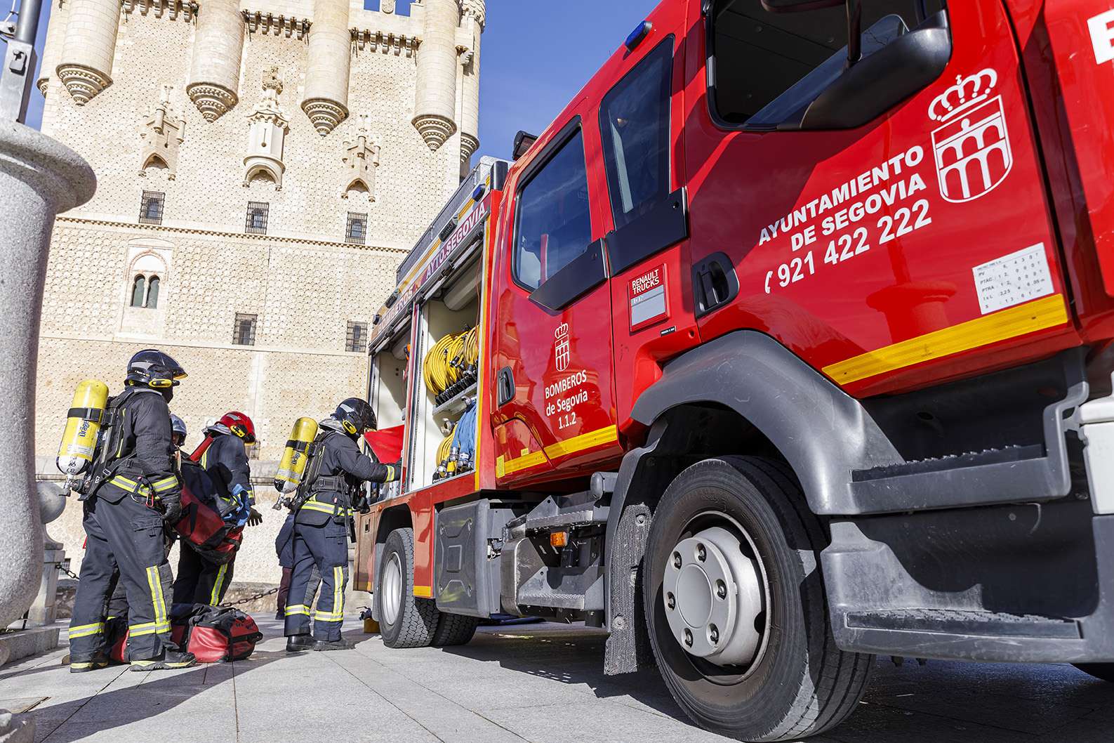 Simulacro de emergencia en el Alcázar de Segovia. ICAL.