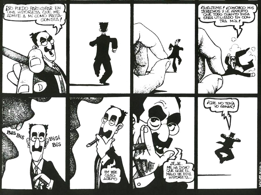 Primera viñeta de la serie Grouñidos en El Jueves.