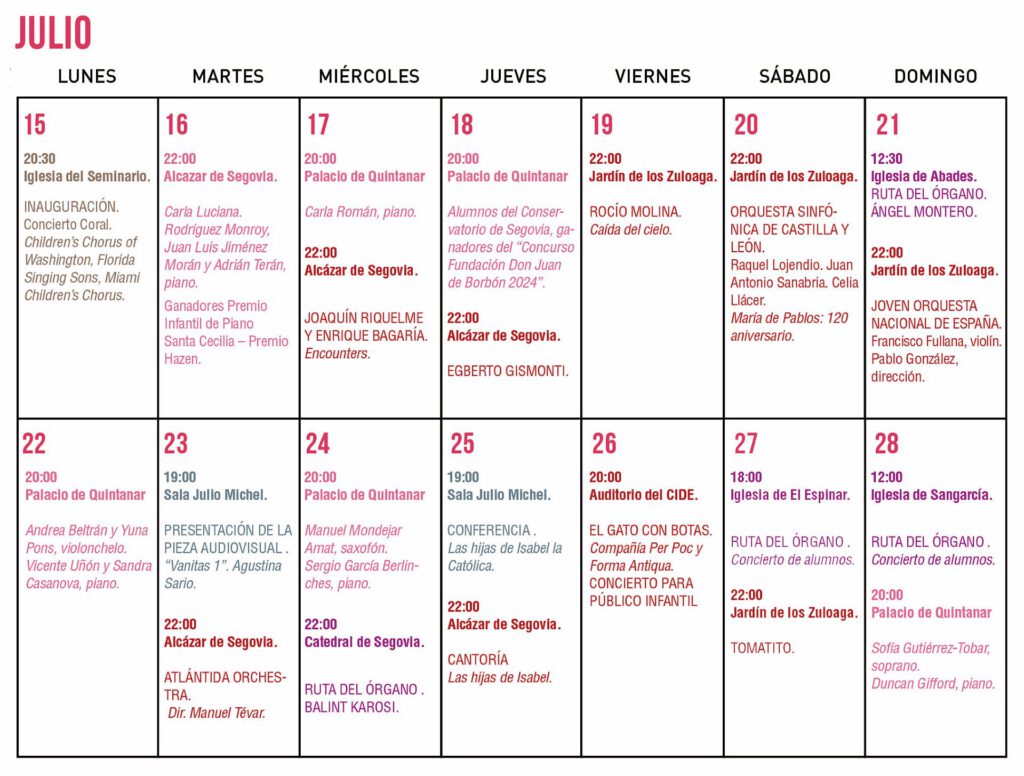 Programación del 49º Festival de Música de Segovia - MUSEG (1)