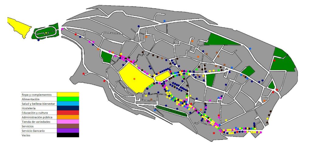 Gráfico de los locales por sectores en el centro histórico de Segovia / FECOSE