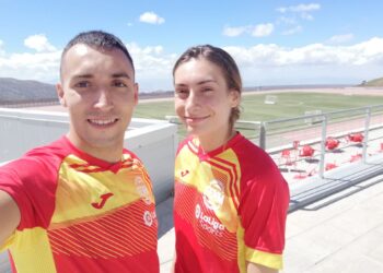Sergio y Marta, durante una concentración con la Selección Española. / E.A.