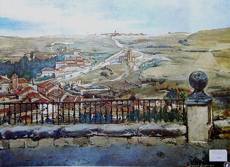 Camino de Zamarramala visto desde el Alcázar. Acuarela. Daniel Zuloaga, 1910.
