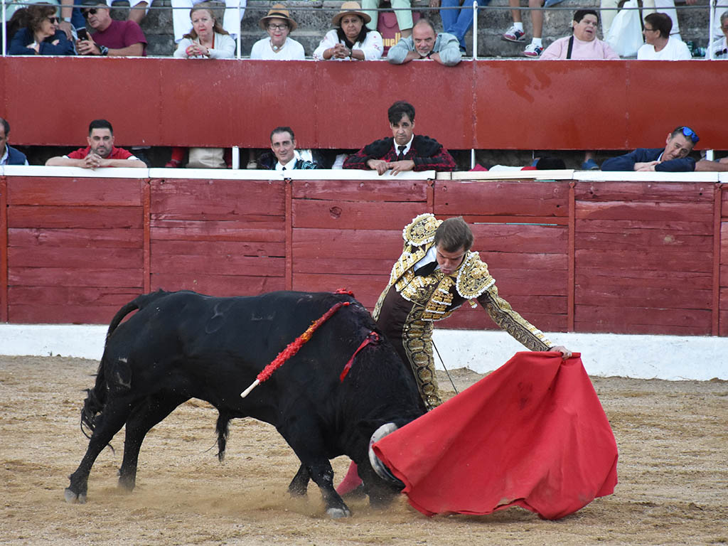 Muletazo largo del torero madrileño Javier Cortés, en Nava de la Asunción. / A.M.