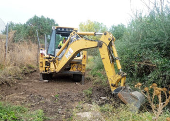Obras en la calle Cantarranas de Madrona.