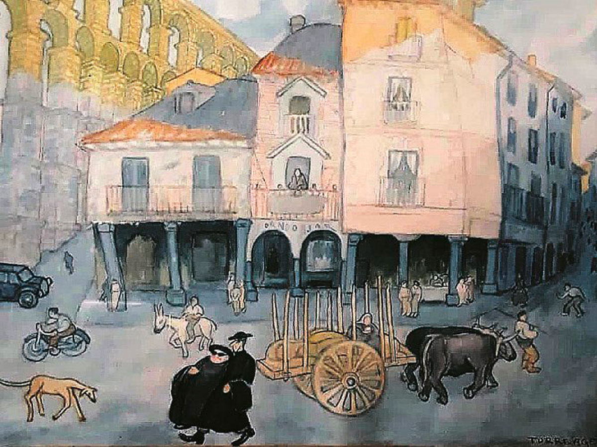 Plaza del Azoguejo. Torreagero, Ca 1945 (pastel).
