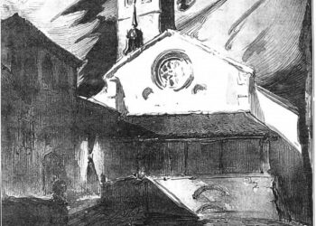 La iglesia de los santos Justo y Pastor en una ilustración firmada por Brañez.