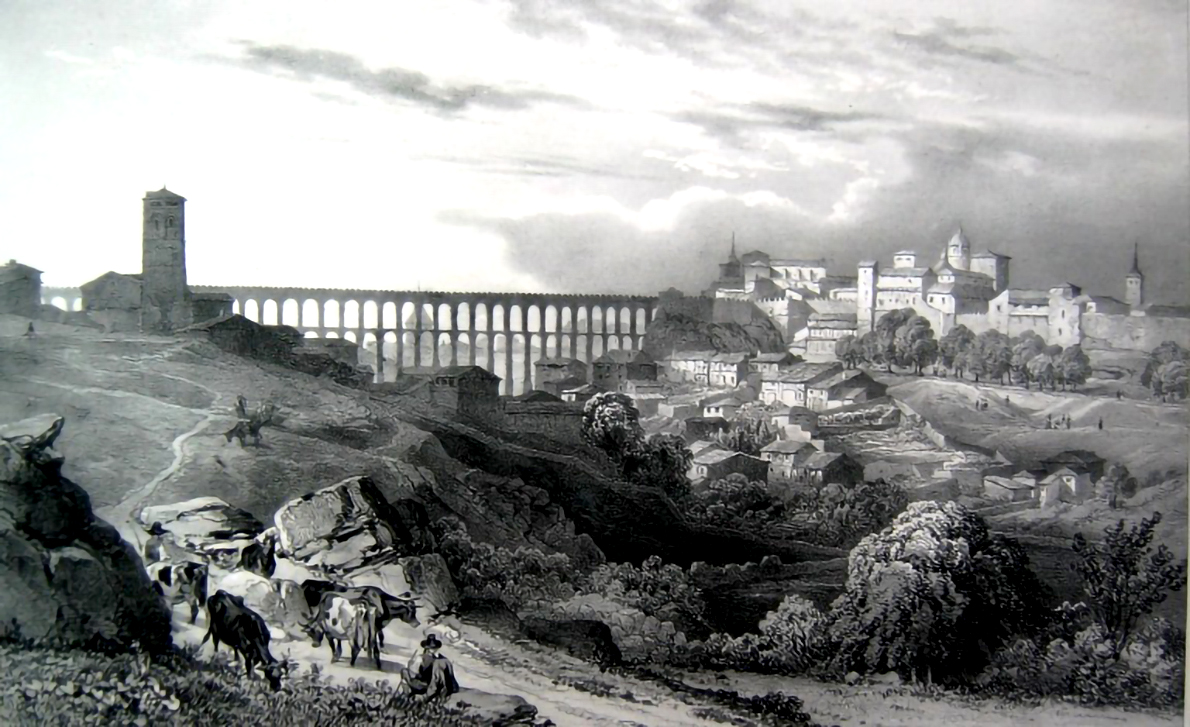 Litografía de 1853 de Lady Luisa Tenison, que incluye unas figuras hechas a lápiz por Mr. Egron Lundgron.