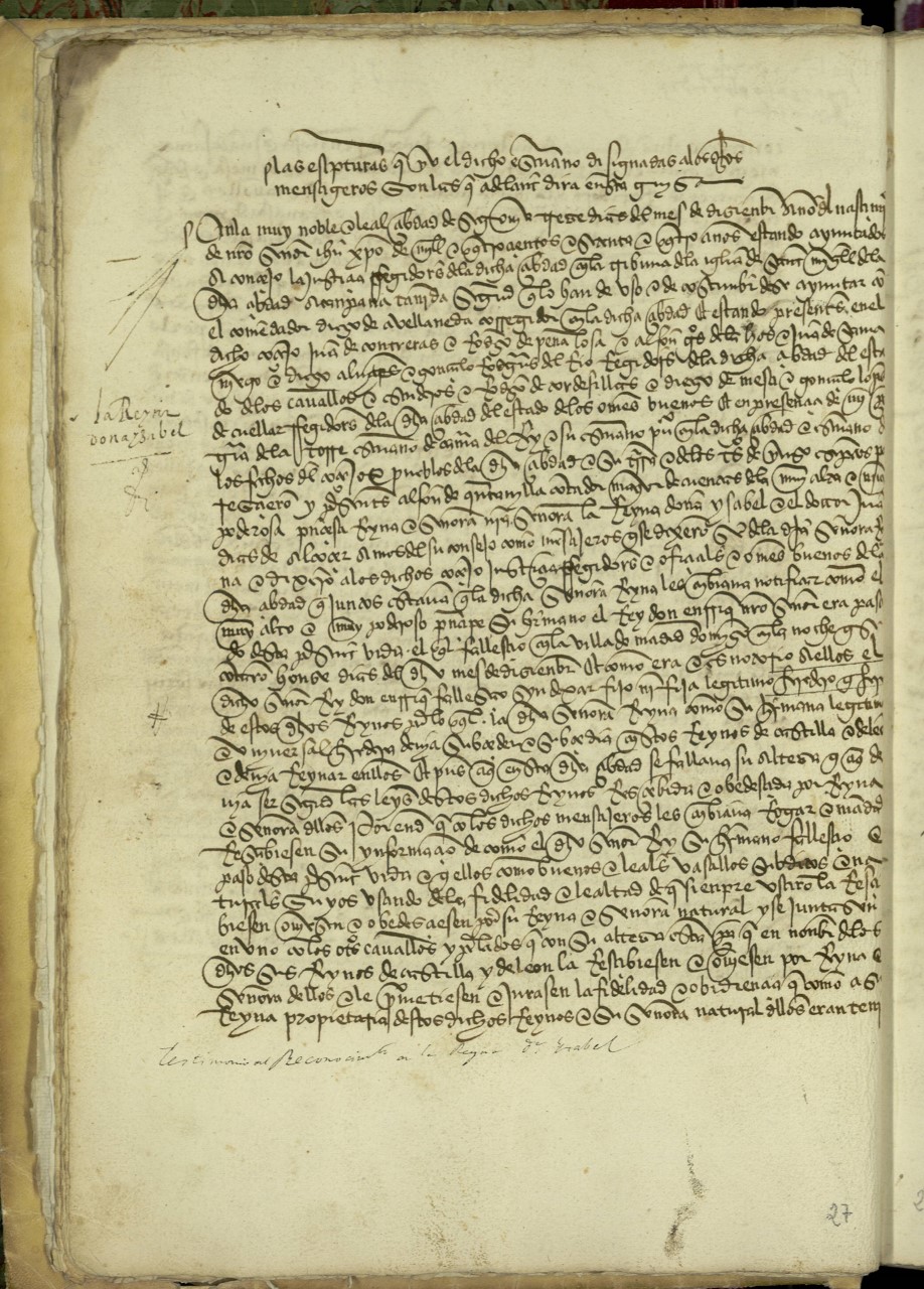 Isabel I, una mujer revolucionaria por tierra y por mar 5 Acta de proclamación de Isabel. Archivo Municipal de SegoviaCastilla. Carlos Muñoz de Pablos. Patronato del Alcázar de Segovia.