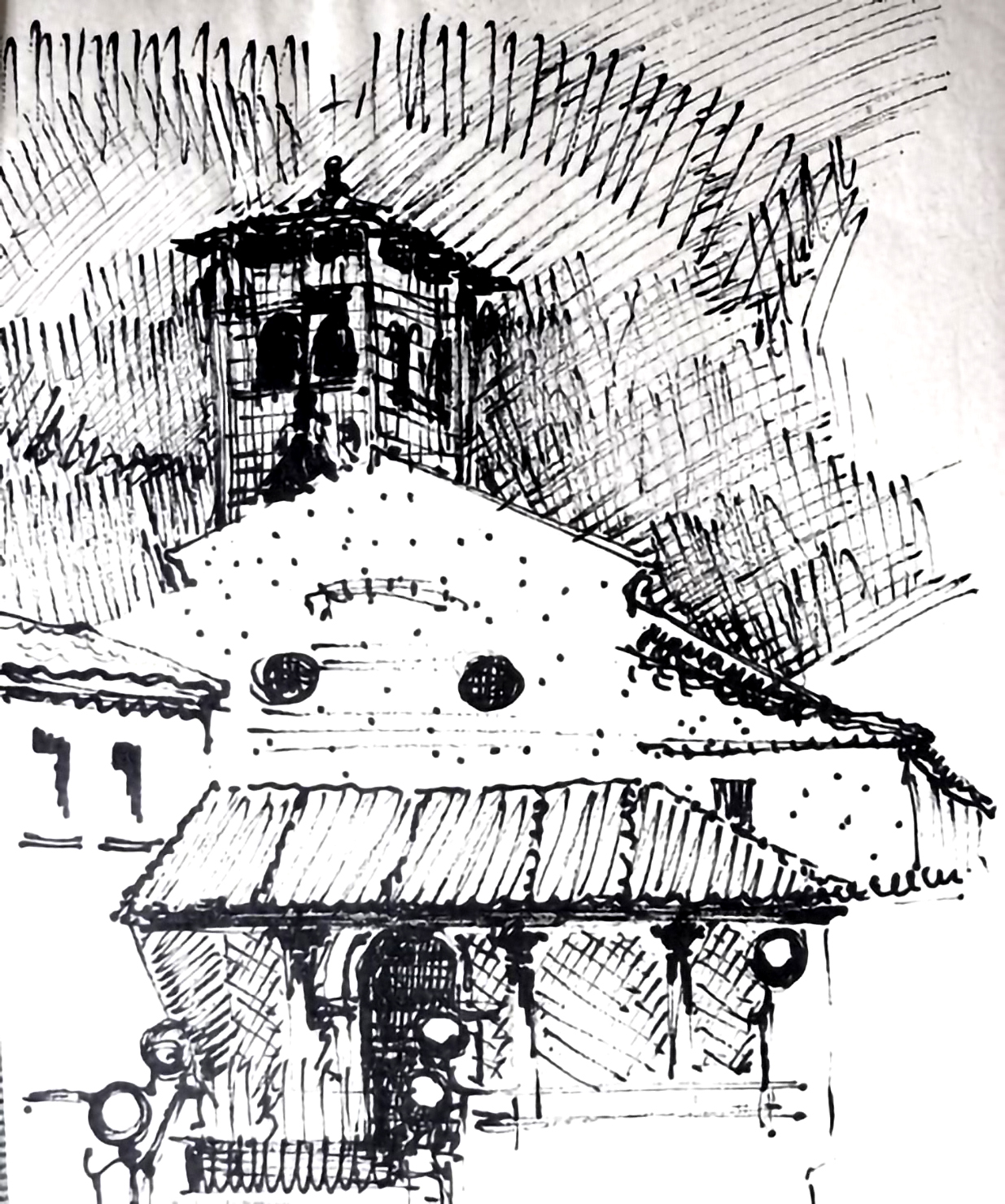 Dibujo a tinta de Castellanos.