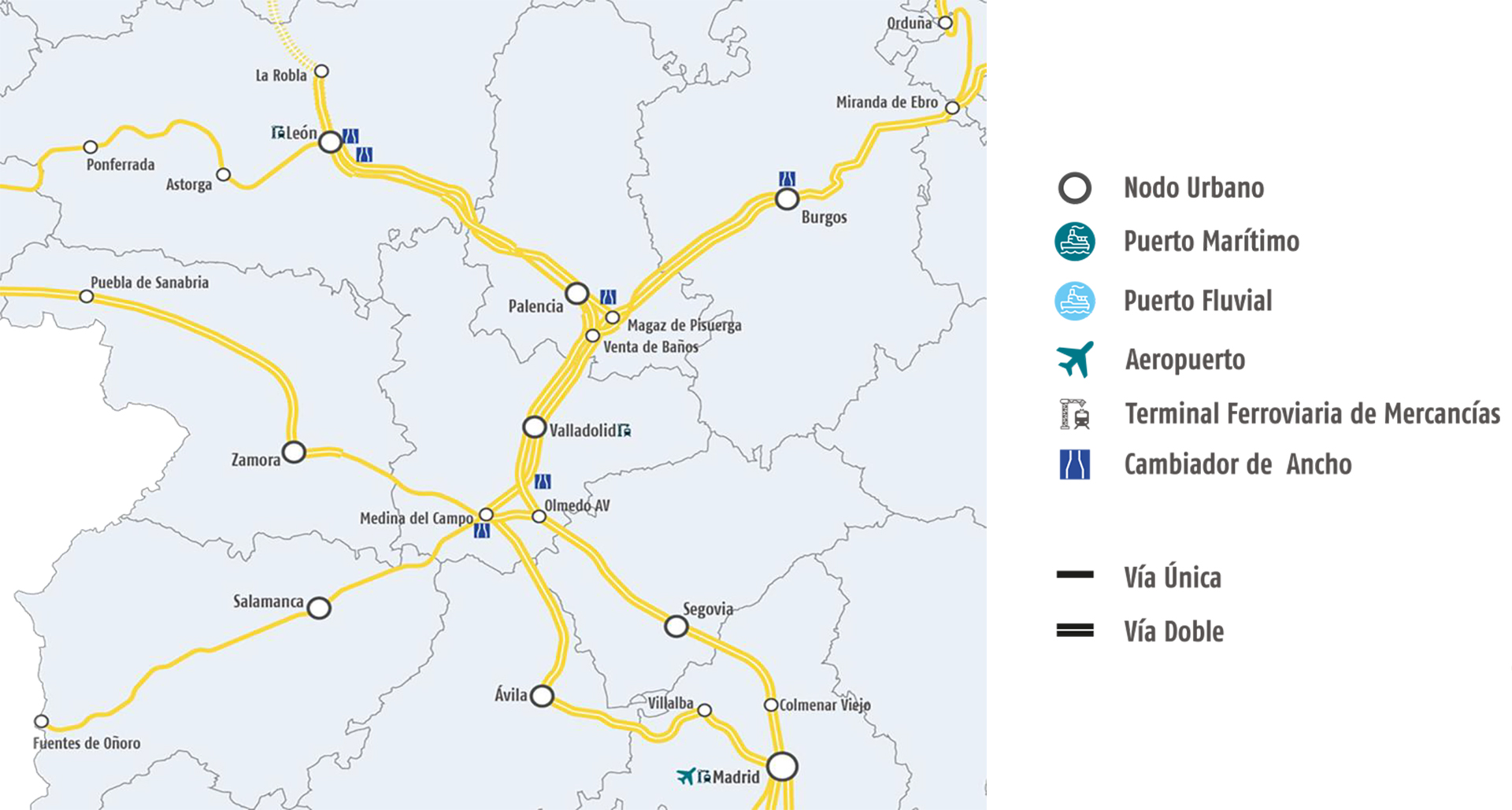 “En cuanto el Ayuntamiento de Segovia nos ceda la parcela, habrá que abordar la reforma de la estación” 2 Mapa del Corredor Atlántico en Castilla y León, según la presentación oficial del Ministerio de Transportes.