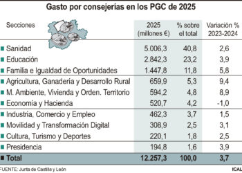 Gasto por consejerías en los Presupuestos Generales de la Comunidad para 2025.