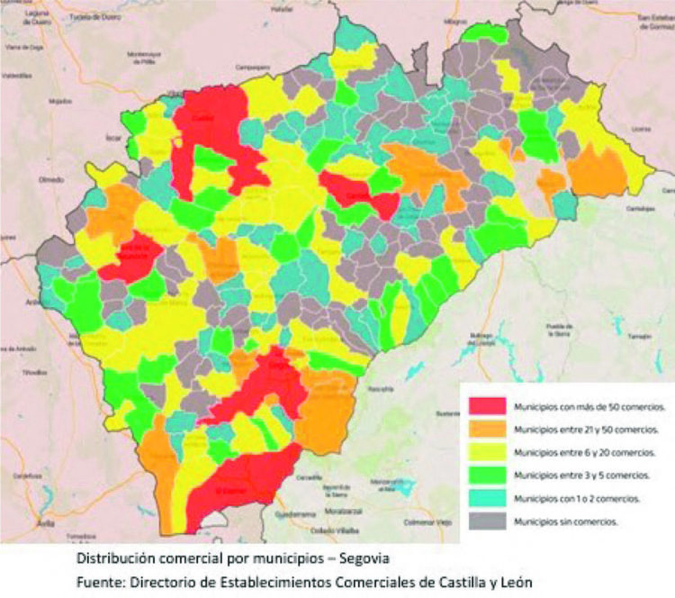 Segovia tiene 74 municipios sin un solo comercio 1 mapa web