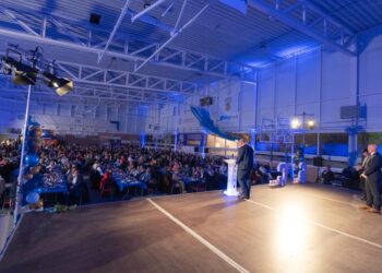 Discurso de Miguel Ángel de Vicente ante los 600 asistentes.