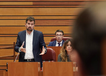 El portavoz del Grupo Socialista, Luis Tudanca, durante el Pleno en las Cortes de Castilla y León. / Rubén Cacho