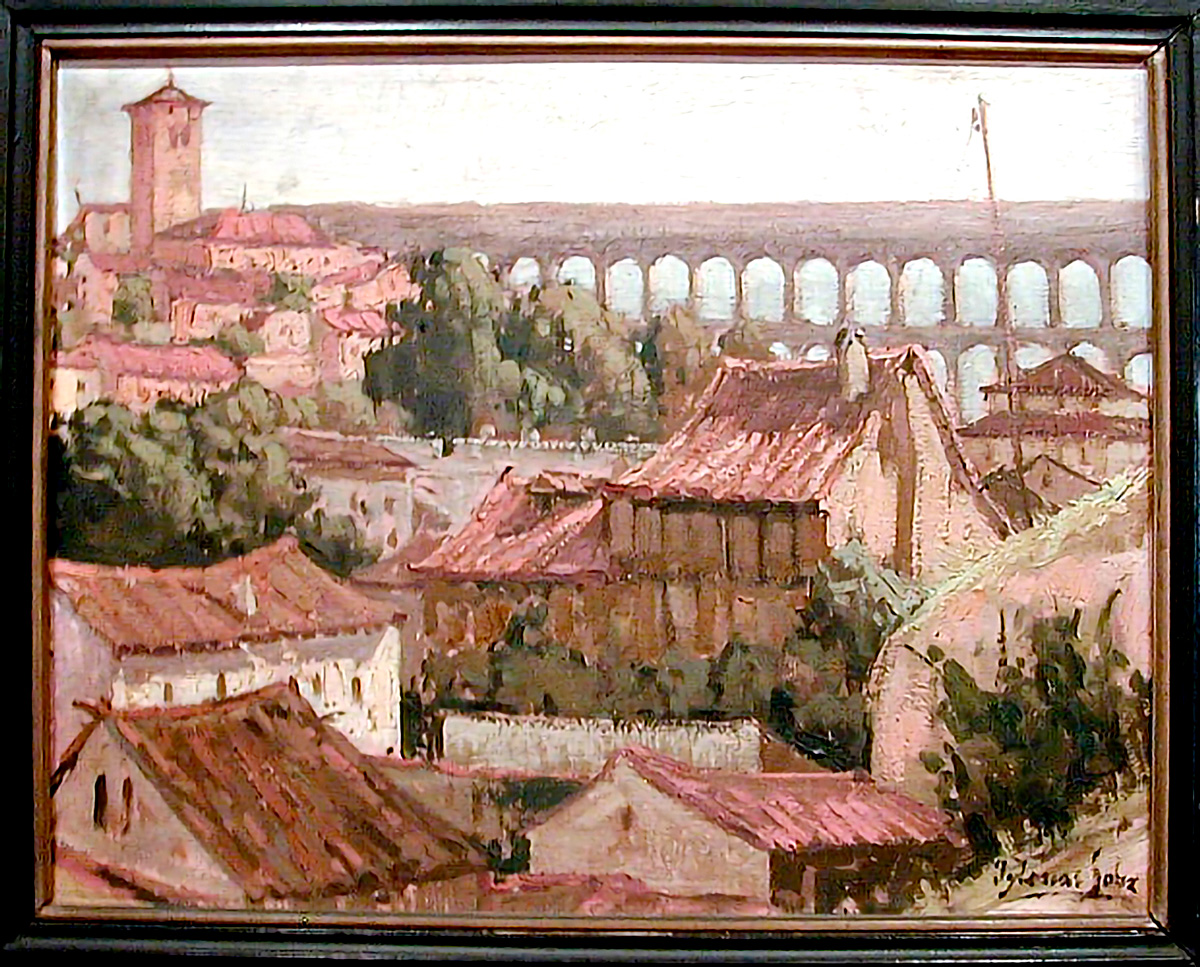 El Cerrillo y la iglesia de los santos Justo y Pastor (IV) 7 Pintura de Antonio Iglesias Sanz de 1956.