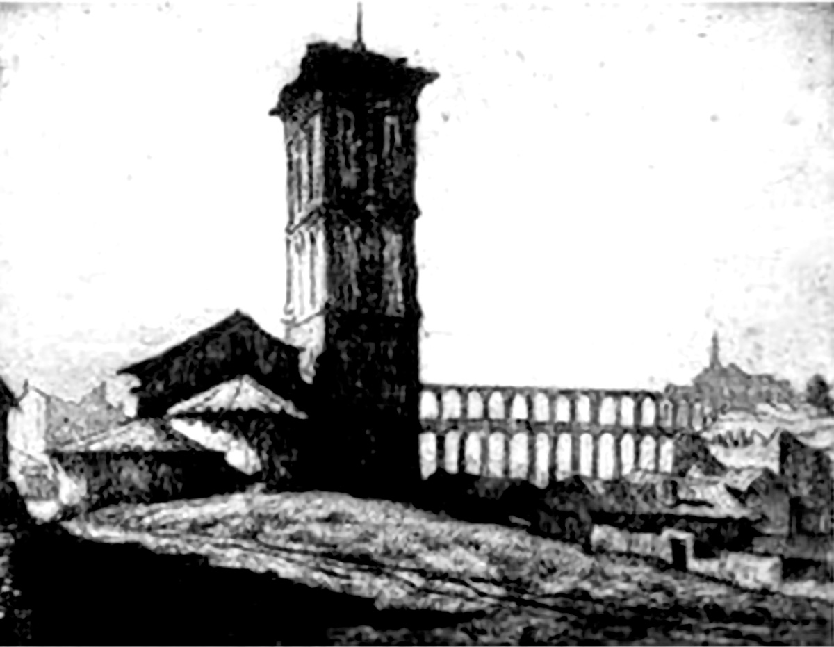 El Cerrillo y la iglesia de los santos Justo y Pastor (IV) 3 Aguafuerte de Jesús Lasterra, de 1959.