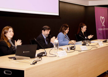 Samanta Estévez, Agustín García Matilla, Marta Laguna y Sofía Otero, durante la presentación de la nueva edición de Publicatessen, / PUBLICATESSEN