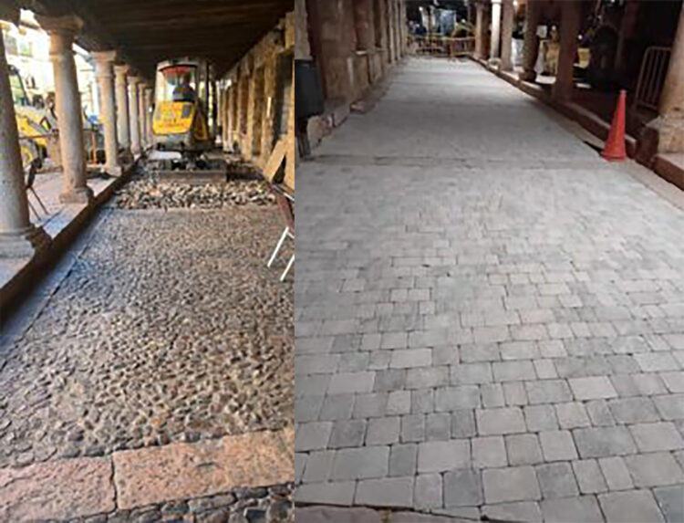 Polémica por las obras en la plaza Mayor de Riaza 1 Antes y después de las obras realizadas en la plaza Mayor / PSOE