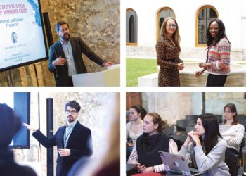 Javier Muñoz de la Cuesta, Fathima Beckmann, Beatrice Grace Alouch Obado y Vicente Valentim, durante sus conferencias en el campus de Segovia. / Roberto Arribas