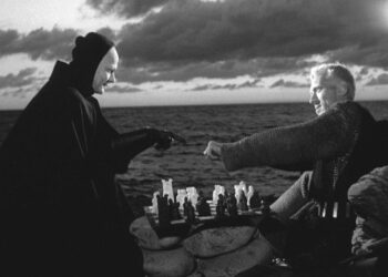 Bengt Ekerot, la muerte, juega al ajedrez contra Max Von Sydow en “El séptimo sello”, 1957.
