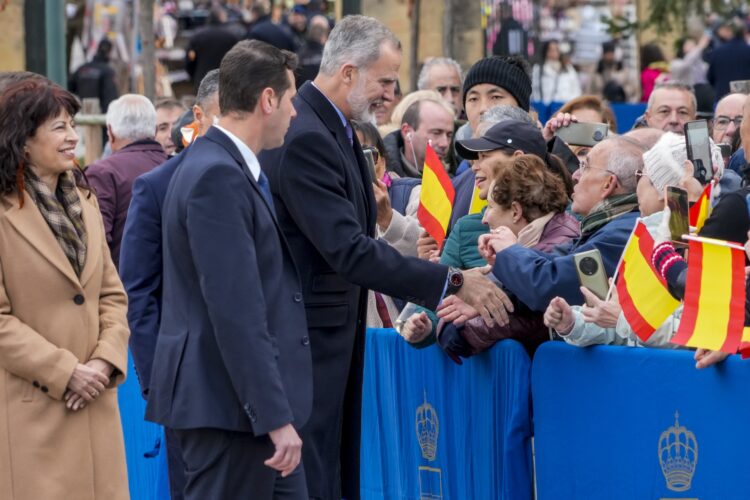 El Rey saluda a los ciudadanos que se acercaron a la plaza de la Reina Victoria Eugenia, a los pies del Alcázar, para saludar la llegada del monarca a Segovia./ E.A.