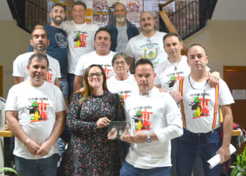 Componentes de la Comisión de Peñas tras el pregón pronunciado en las pasadas fiestas de septiembre
