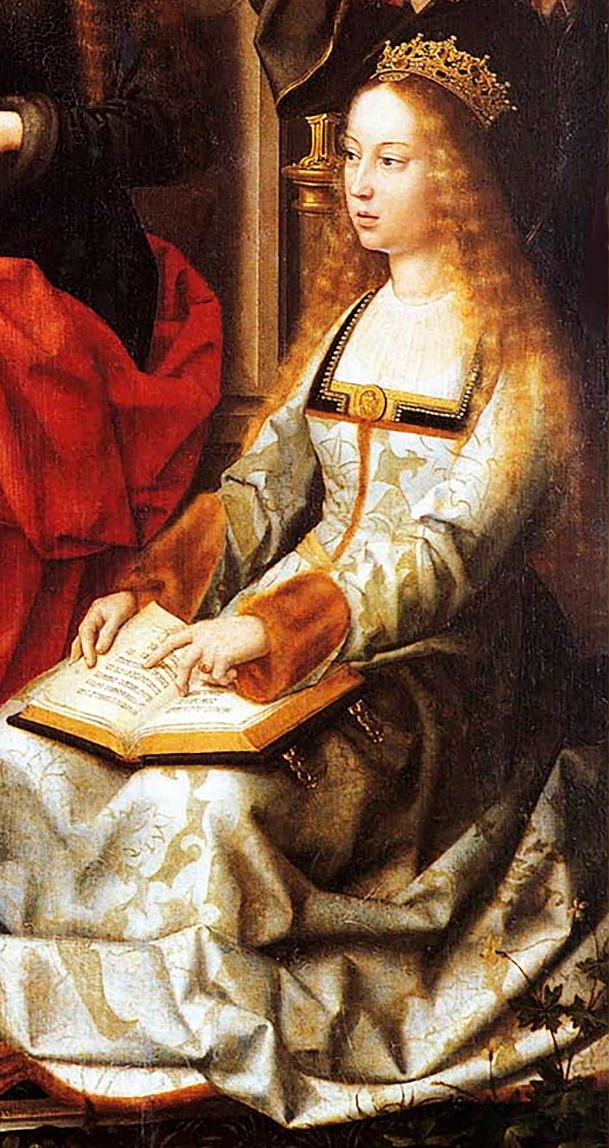 El Alcázar pone el broche de oro al 550 aniversario con las jornadas sobre Isabel I de Castilla 2 Detalle La Virgen de la Mosca, óleo atribuido a Gerard David.