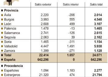 Saldo migratorio en Castilla y León 2023.