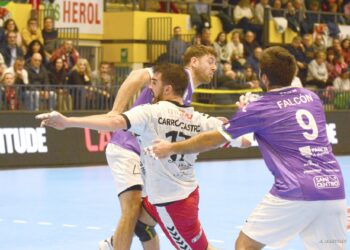 Gonzalo Carró busca el lanzamiento en el duelo entre Viveros Herol y Guadalajara./AMADOR MARUGÁN