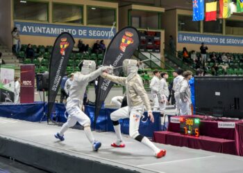 Una de las poules de de la prueba del Circuito Europeo de Sable que se celebró en el Pedro Delgado./ E.A.