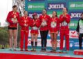 Podio en la categoría absoluta femenina, con las segovianas Claudia Corral y Mariña Muñoz./ FETACYL