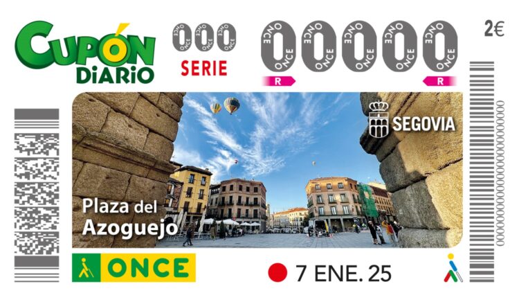 El cupón de la ONCE con la imagen de la Plaza del Azoguejo.