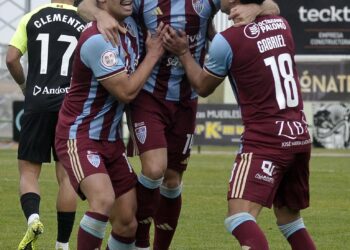Los jugadores de la Segoviana celebran el gol de Fer Llorente en el encuentro disputado ante el Andorra/JUAN MARTÍN-G. SEGOVIANA