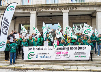 Concentración de funcionarios, convocada por CSIF en la Subdelegación del Gobierno de Segovia. / HÉCTOR CRIADO