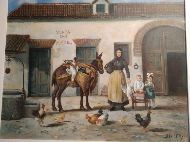 Bonito óleo de la Venta de San Medel, obtenido por Luis Benito a través de un calendario.