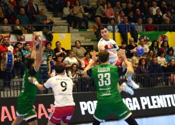 Isaías Guardiola busca el lanzamiento en un encuentro celebrado en el Guerreros Naveros entre Viveros Herol Nava y Anaitasuna./AMADOR MARUGÁN