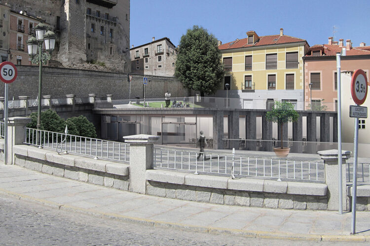 Recreación de cómo quedaría el Centro de Interpretación del Acueducto y la Cultura del Agua en el espacio junto a la Plaza Oriental de Segovia (IMAGEN: JESUS J ZAERA)