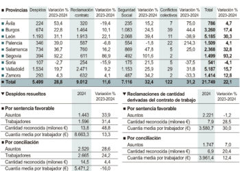 Datos de los asuntos resueltos por los juzgados de lo Social./ ICAL