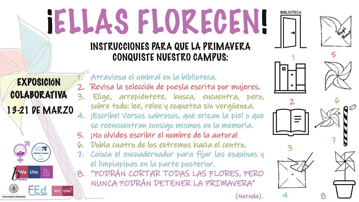 Ellas en la UVa: innovación docente en la programación del 8M 2 CARTEL ELLAS FLORECEN web