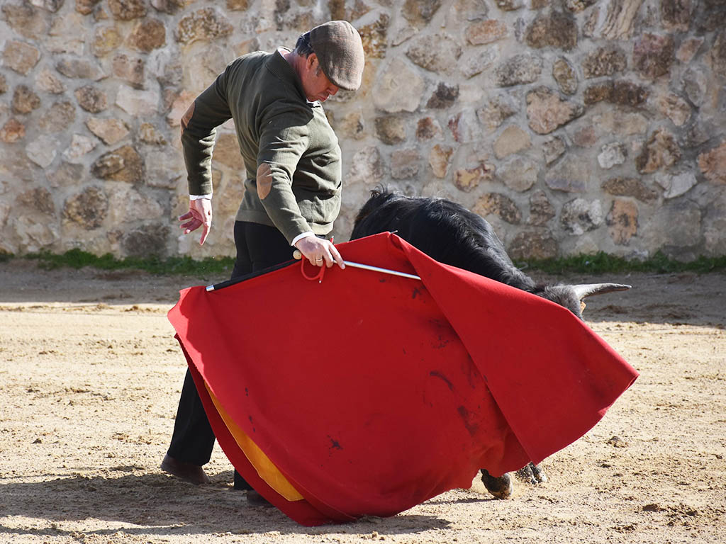 Emilio de Frutos, 25 años de alternativa y una vida entregada al toro 2 Derechazo de Emilio de Frutos, en su preparación en la Finca 'Los Cerros'. / A.M.