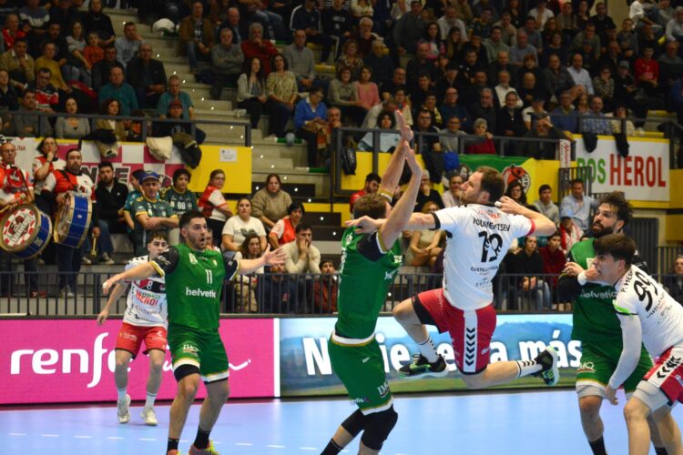 Alexander Tioumentsev busca el lanzamiento durante el duelo entre Viveros Herol y Anaitasuna./AMADOR MARUGÁN