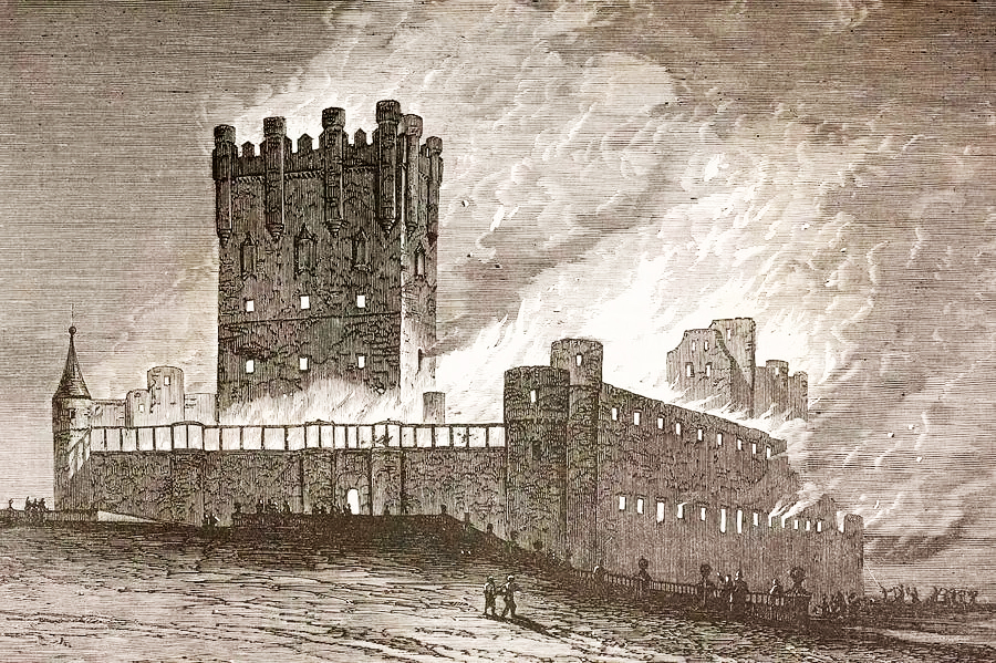 Grabado que refleja el incendio de 1862