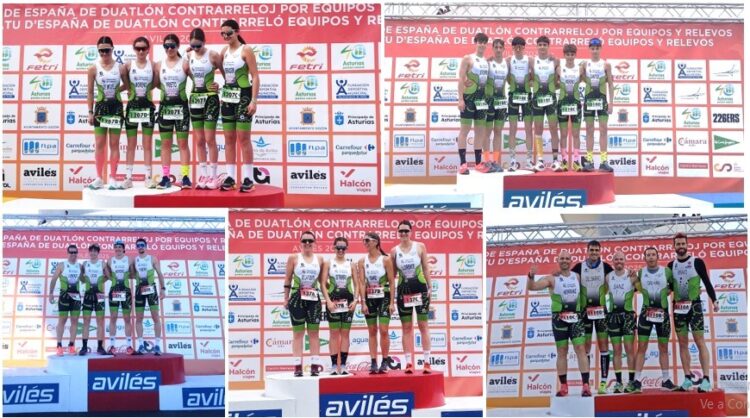 Gran actuación del Triatlón Lacerta en el Campeonato de España de Duatlón 1 La comitiva del Triatlón Lacerta durante la cita celebrada en Avilés./T. LACERTA