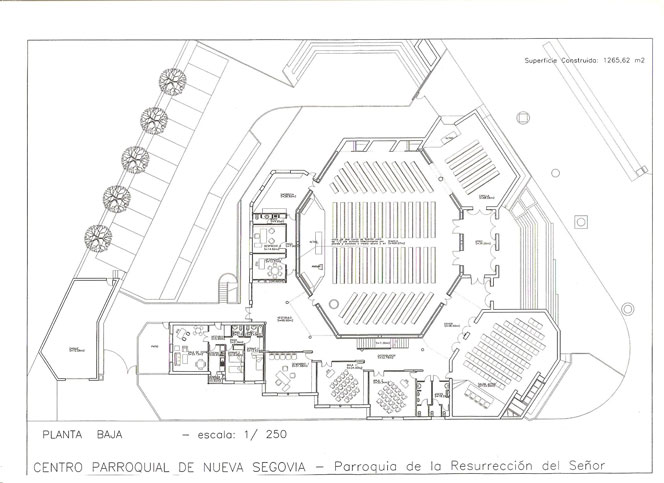 Proyecto de la planta baja de la iglesia de la Resurrección del Señor. Arquitectos: Pedro Pastor Martín y Mª Luz Marazuela. Archivo Municipal de Segovia.